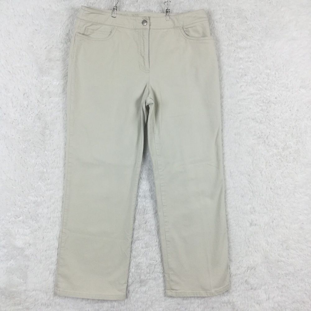 Eileen Fisher Womens Pants Straight Leg Trouser Khaki Mid Rise M
